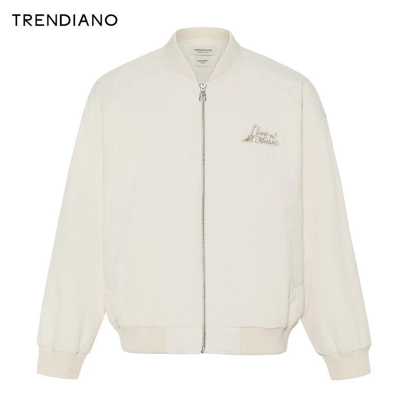 TRENDIANO官方音符刺绣夹棉廓形夹克外套男新款秋季休闲特殊面料
