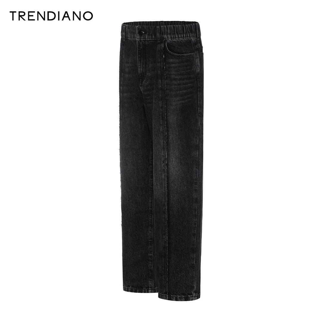 TRENDIANO立体解构宽松牛仔裤2024年新款休闲百搭直筒裤男潮