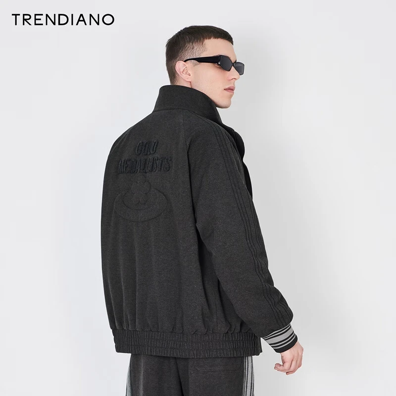 TRENDIANO梅花联名系列立体字母夹棉运动外套男潮新款冬季