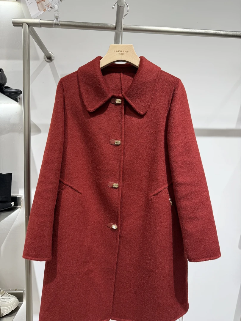 秋冬双面呢大衣时尚洋气加厚外套