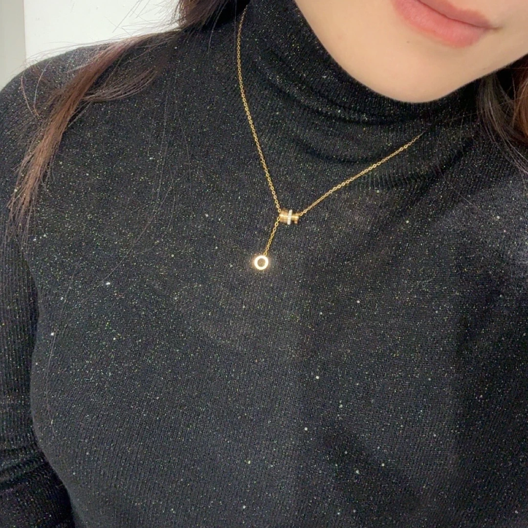 钛钢合成锆石项链 主播同款项链