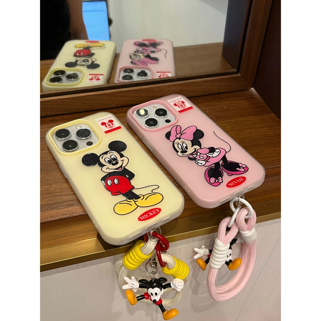 情侣款可爱米奇米妮磨砂二合一适用苹果15promax/14pro手机壳