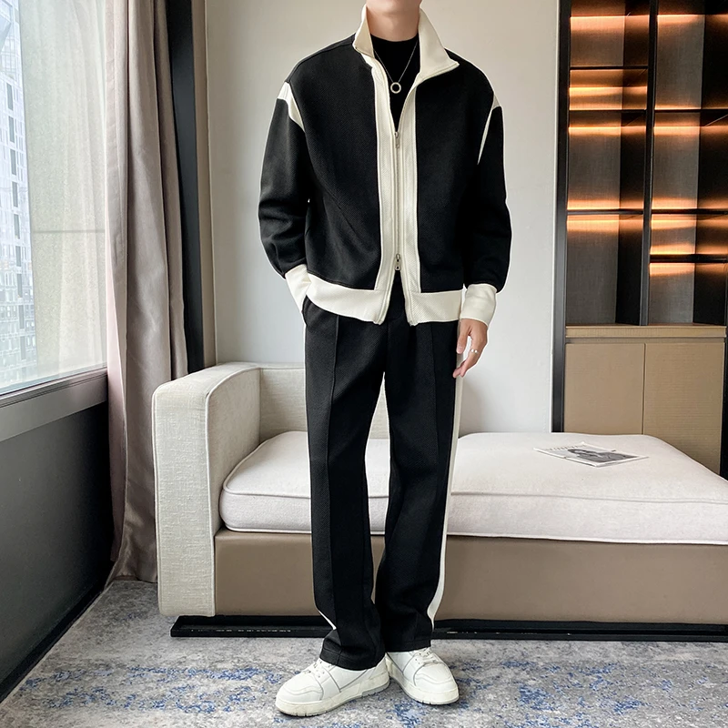 【两件套】秋季款卫衣卫裤套装男大码宽松撞色休闲运动两件套TZ668