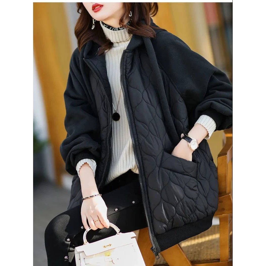 韩版网红棉服女2023年冬季新款时尚宽松显瘦洋气加厚拼接百搭外套