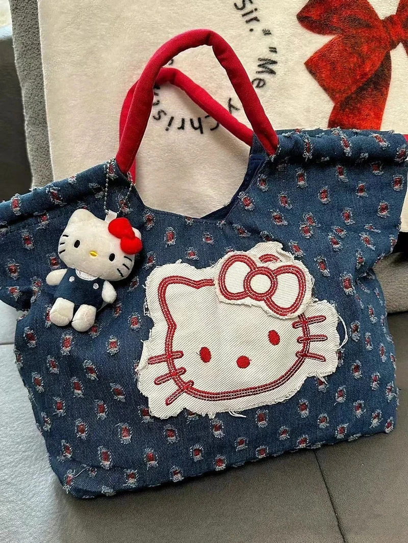 中古Hellokitty复古牛仔贴布手提包