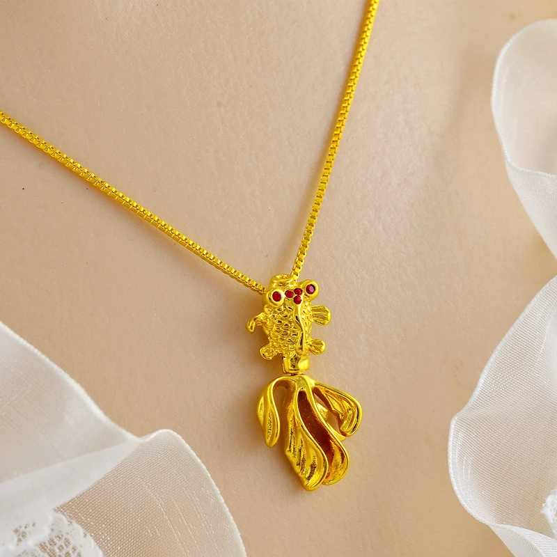 铜合金项链 新款黄金色项链小金鱼北欧金时尚轻奢婚礼不掉色锁骨