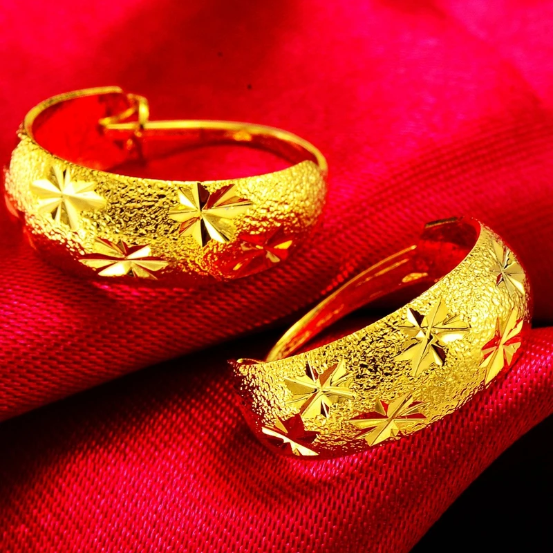 铜合金耳饰 正品满天星镀黄金色耳环不掉色送妈妈长辈耳圈礼物