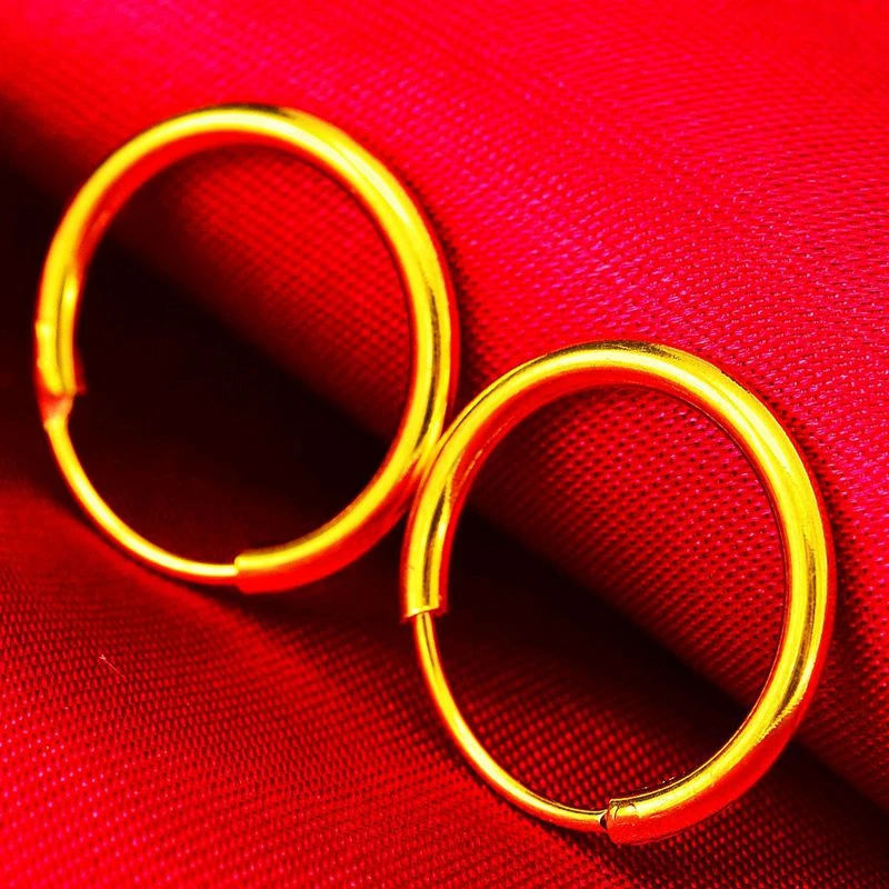 铜合金耳饰 正品小圈圈黄金色耳环简单不掉色耳圈气质简约素圈