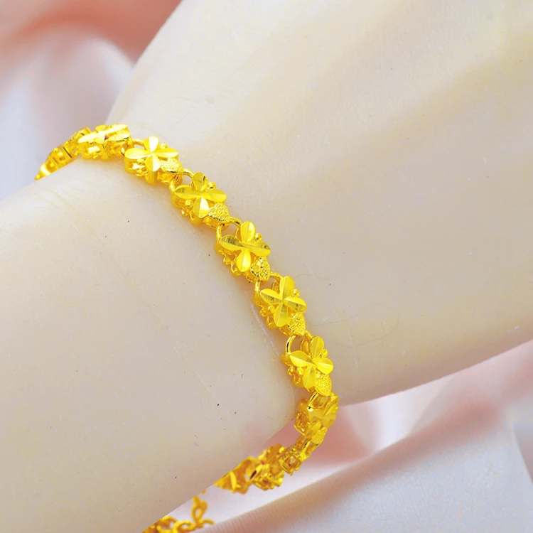 合金手链 正品金色手链四叶草新娘手饰不掉色情人节高档北欧女士