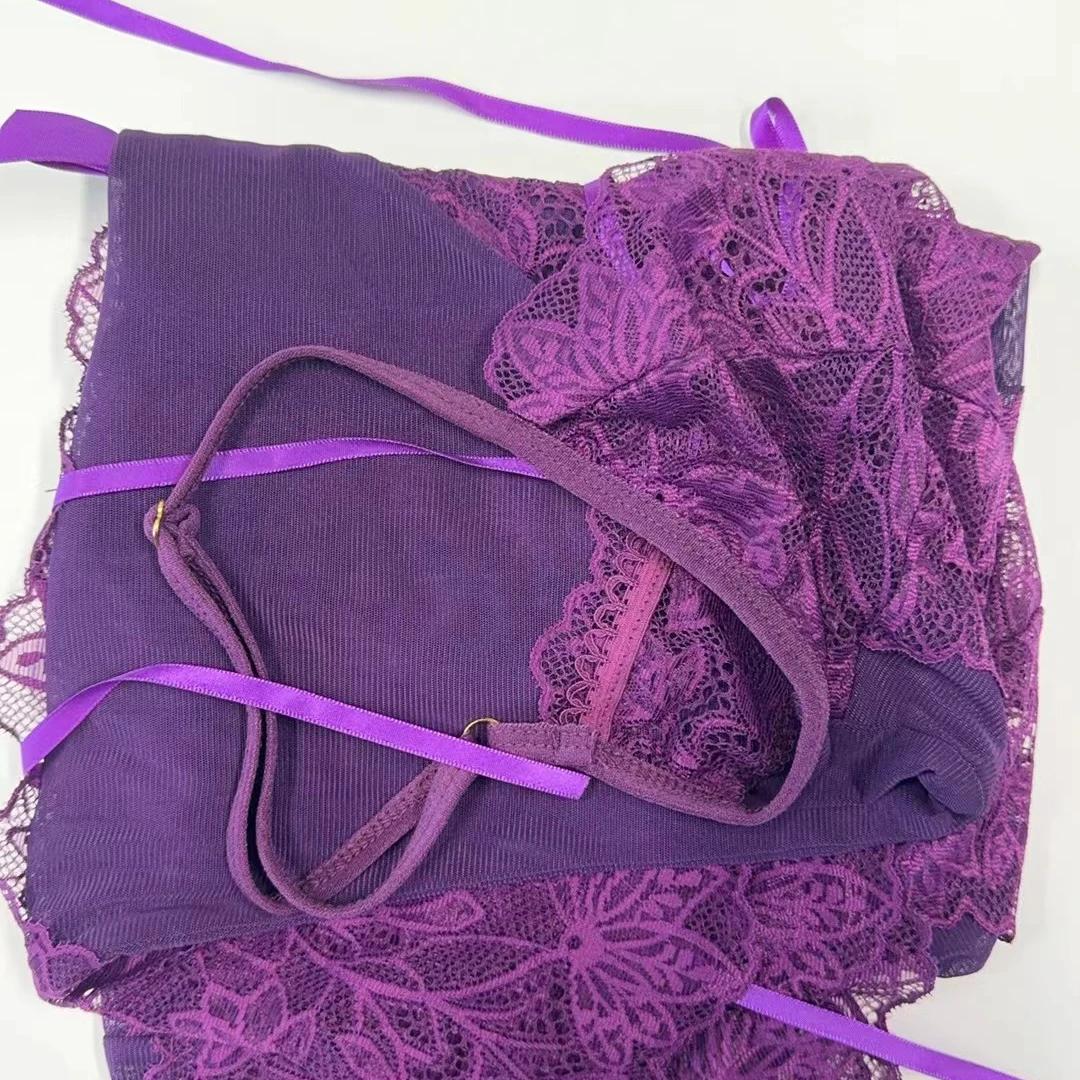 【谁穿谁好看】紫色梦中情睡裙女士丝滑蝴蝶系带裙子