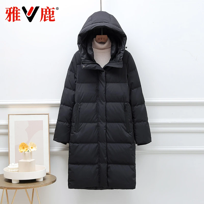 雅鹿2025新款羽绒服女韩版时尚百搭气质减龄中长款减龄小个子潮