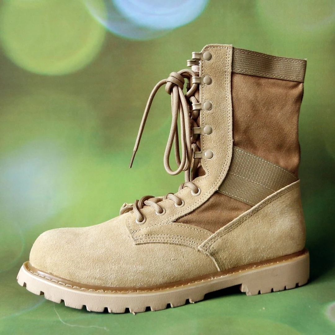 户外牛皮沙漠靴男防沙马丁靴靴透气战狼作战训靴徒步鞋登山靴