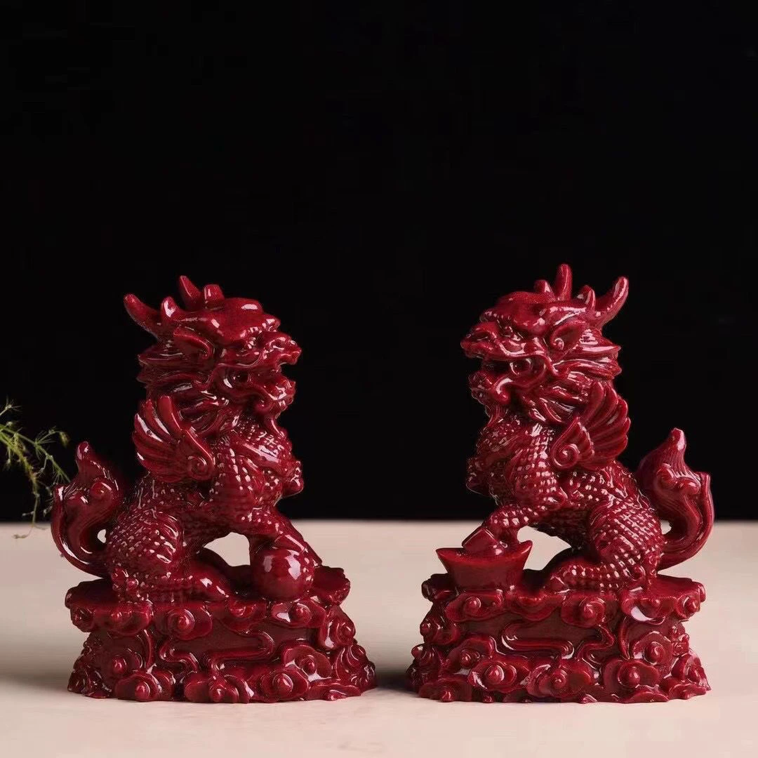 紫金砂高档麒麟摆件一对转运客厅办公桌面摆件礼品工艺品