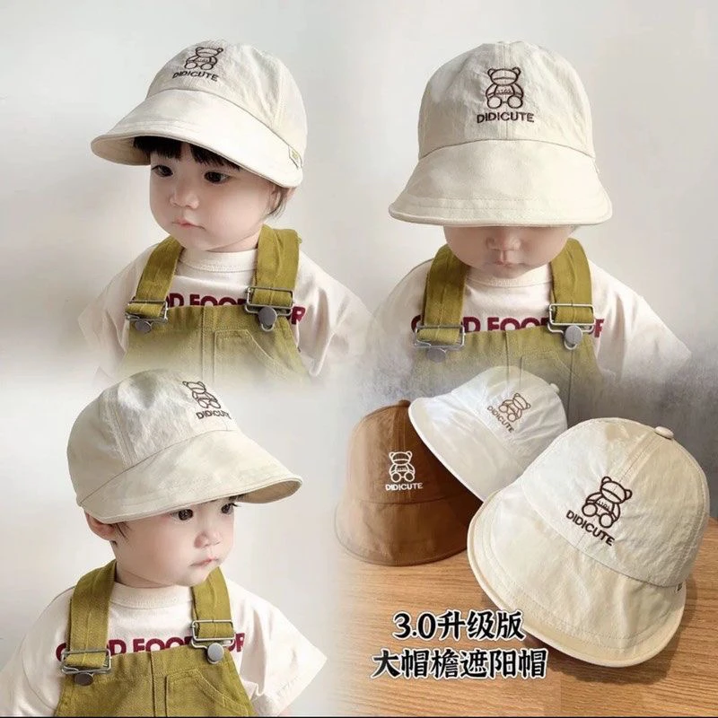 宝宝遮阳帽子春秋婴儿鸭舌帽夏男女儿童大帽檐速干防晒渔夫帽薄款
