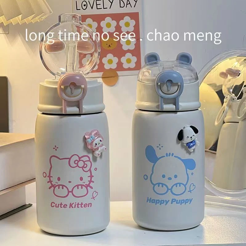 高颜值卡通可爱保温杯创意小学生便携手提吸管杯304不锈钢随手杯