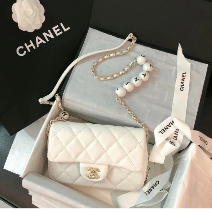99新 Chanel/香奈儿   牛奢网/奶白色大mini单肩包