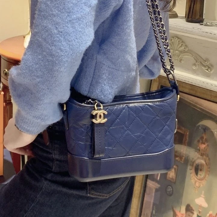 99新 Chanel/香奈儿 牛奢网/ 蓝色流浪单肩包/ /时尚休闲