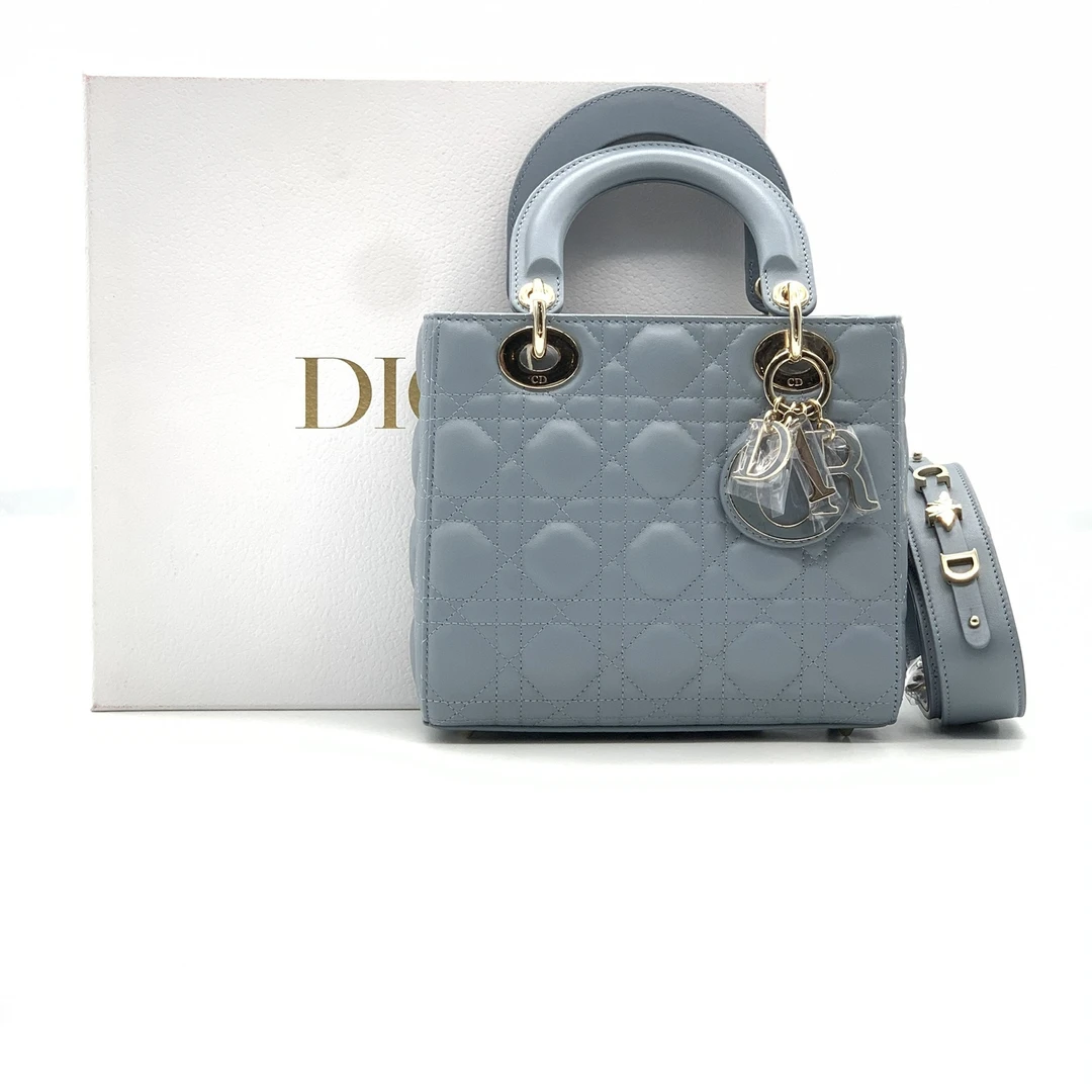 99新 DIOR/迪奥 牛奢网/迪奥蓝金四格珐琅扣戴妃包