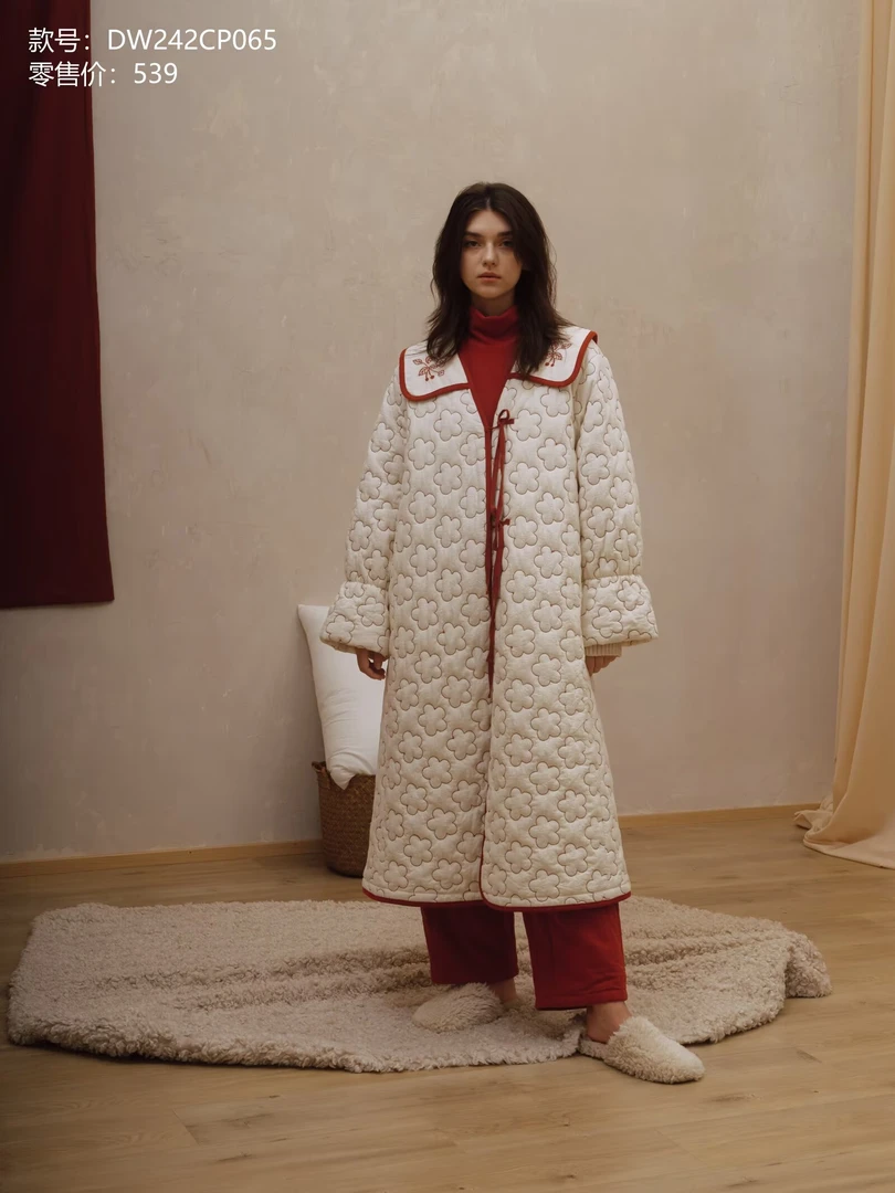 【蟲子姐姐专属】242-065朵朵可可女24秋冬家居服加厚长袍睡袍