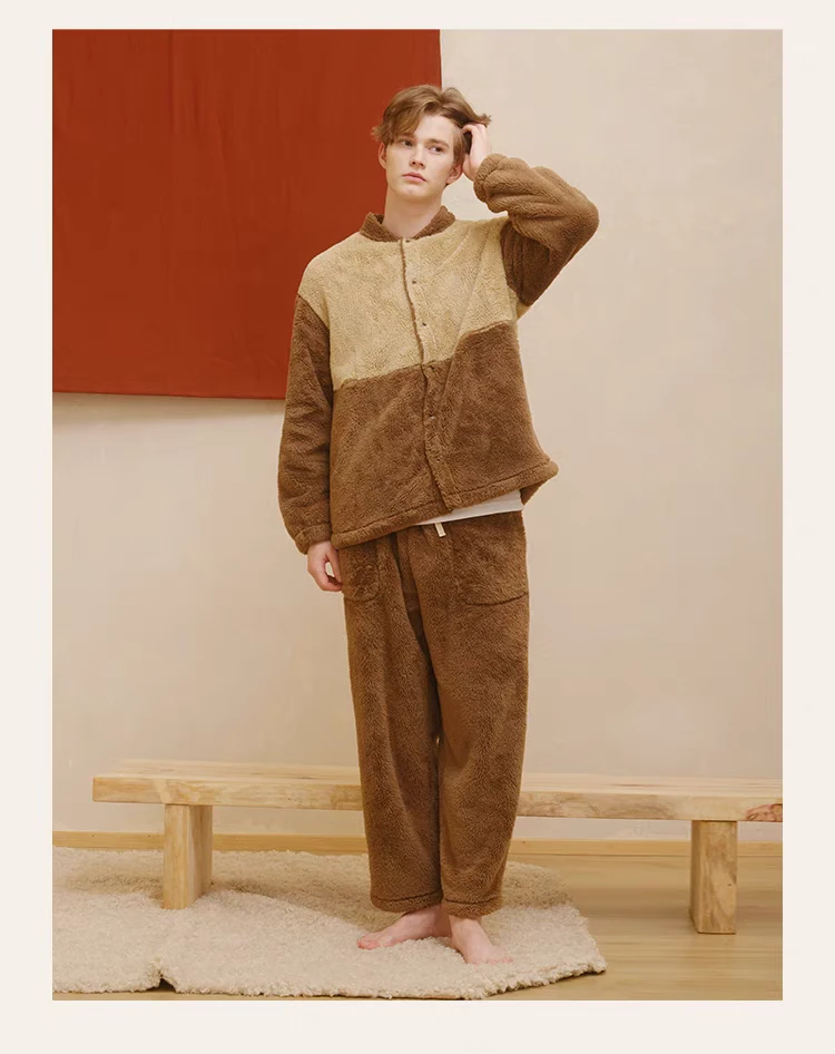 【蟲子姐姐专属】242-441朵朵可可加绒睡衣男珊瑚绒加厚家居服套装