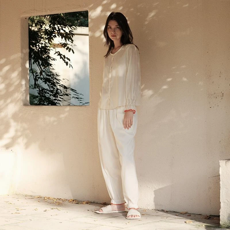 【蟲子姐姐专属】241-034朵朵可可甜美轻纱棉睡衣女春夏家居服套装