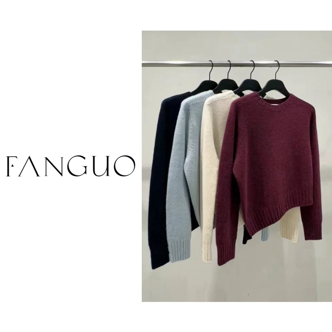 韩国river 小众设计感 羊毛混纺下摆不对称毛衣针织衫 25666