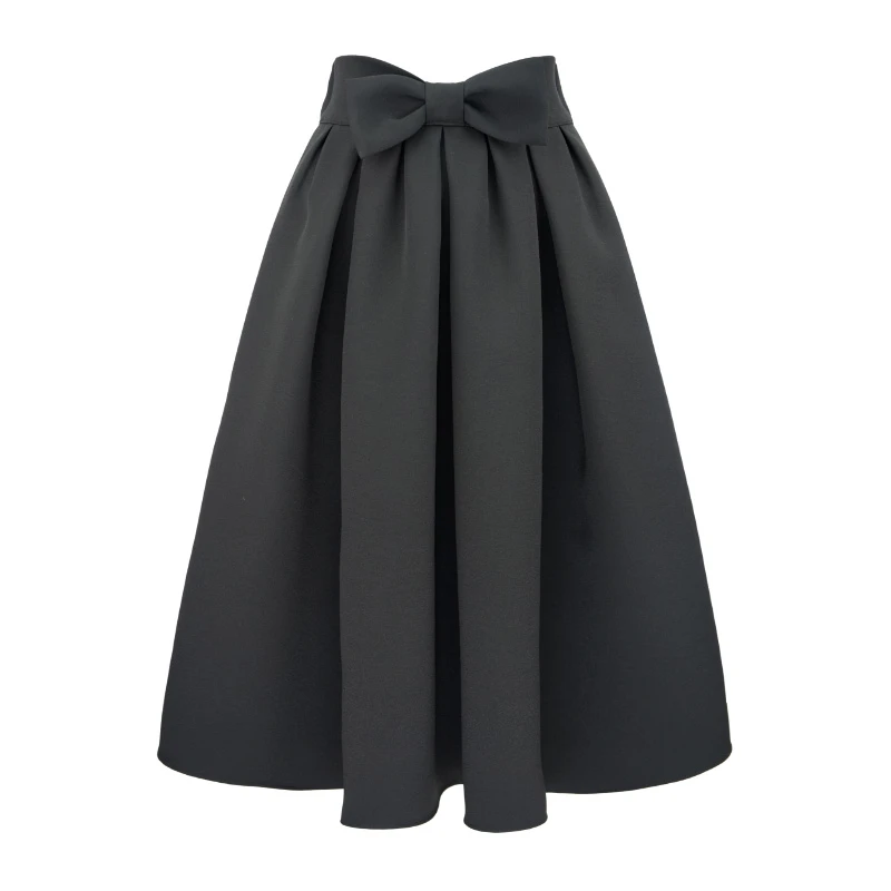 JUNGLEME秋季优雅赫本风蝴蝶结半身裙气质高腰韩版显瘦半身裙小众