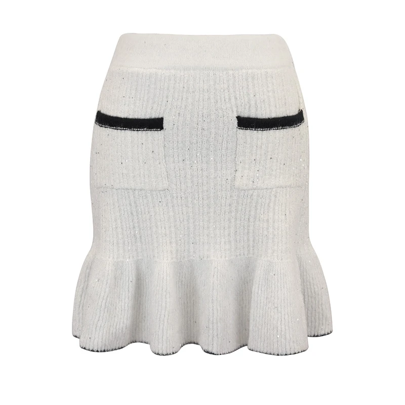 JUNGLE ME秋冬小香风鱼尾短裙轻奢高腰百搭女士亮片包臀裙秋季