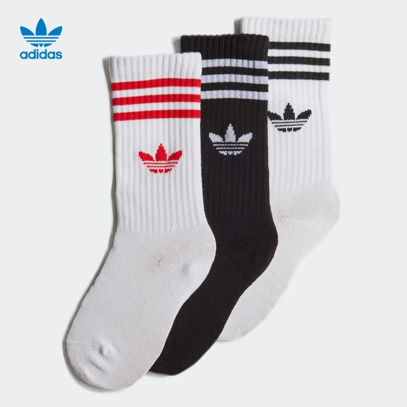 阿迪达斯三叶草儿童袜男小童春夏长筒运动袜 CREW SOCK 3P HC9592
