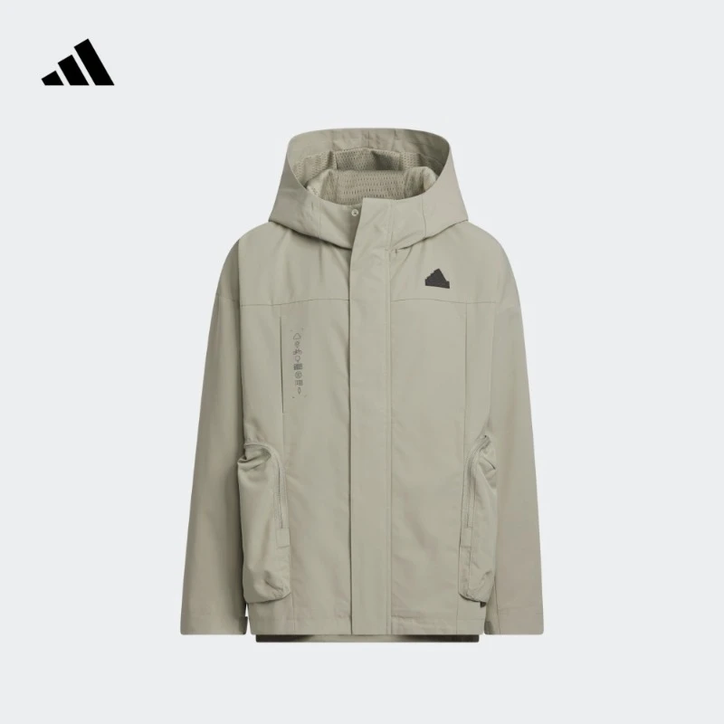 adidas阿迪达斯官方儿童装男大童秋季雅丹风连帽夹克外套  JE8641