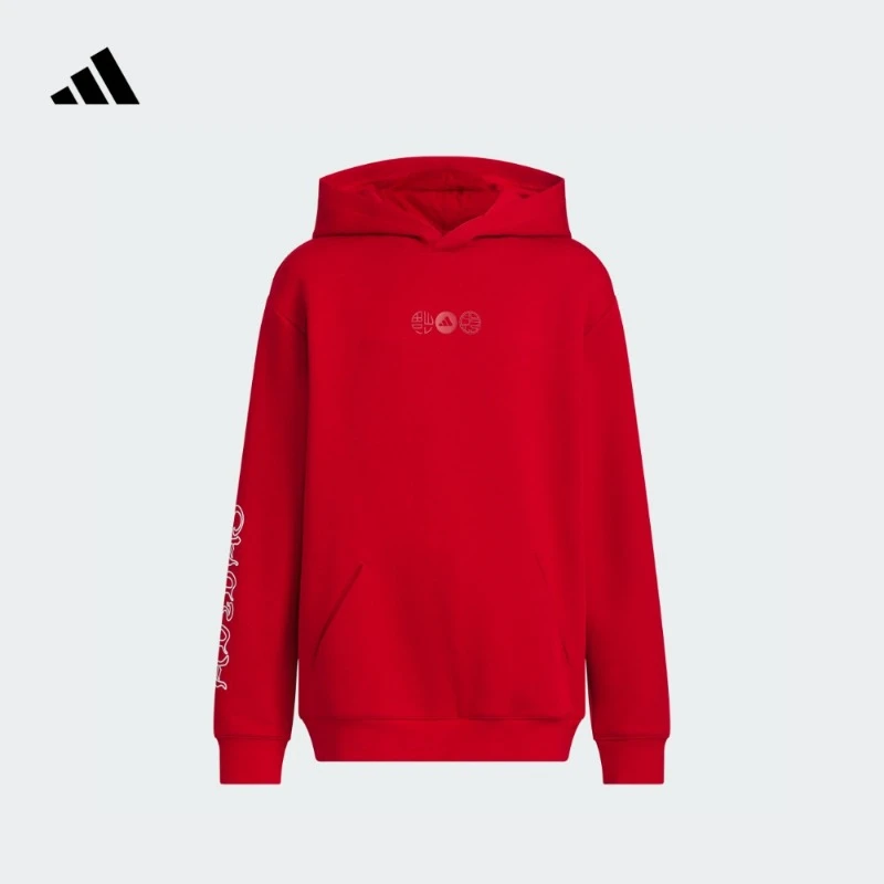 adidas阿迪达斯官方儿童装男大童春秋宽松时尚休闲连帽卫衣JN4383