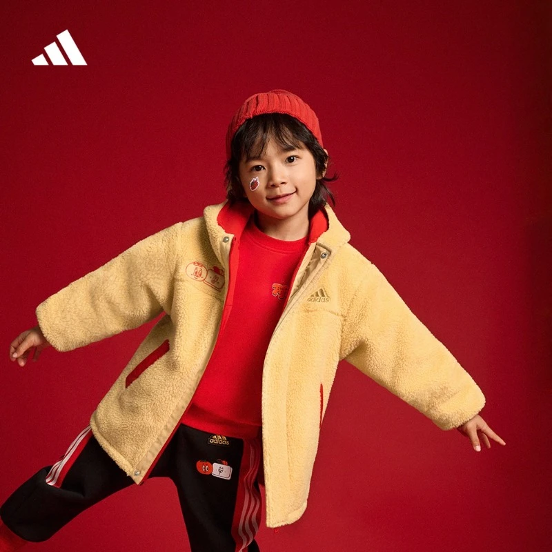 adidas阿迪达斯官方儿童装男女小童秋冬圆领印花男童卫衣  JF3883