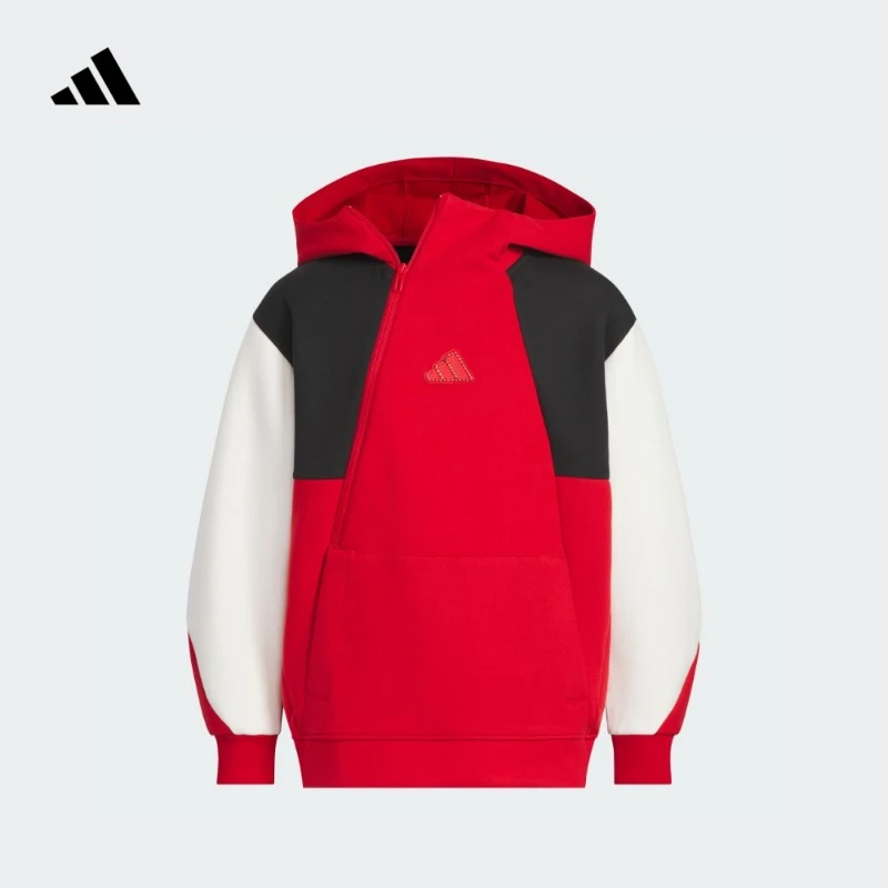 adidas阿迪达斯官方儿童装男大童蛇年新款半开襟连帽卫衣  JN4369