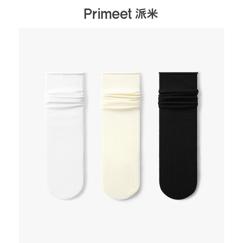 夏季薄款冰冰袜天鹅绒中筒袜白色堆堆袜外穿配乐福鞋