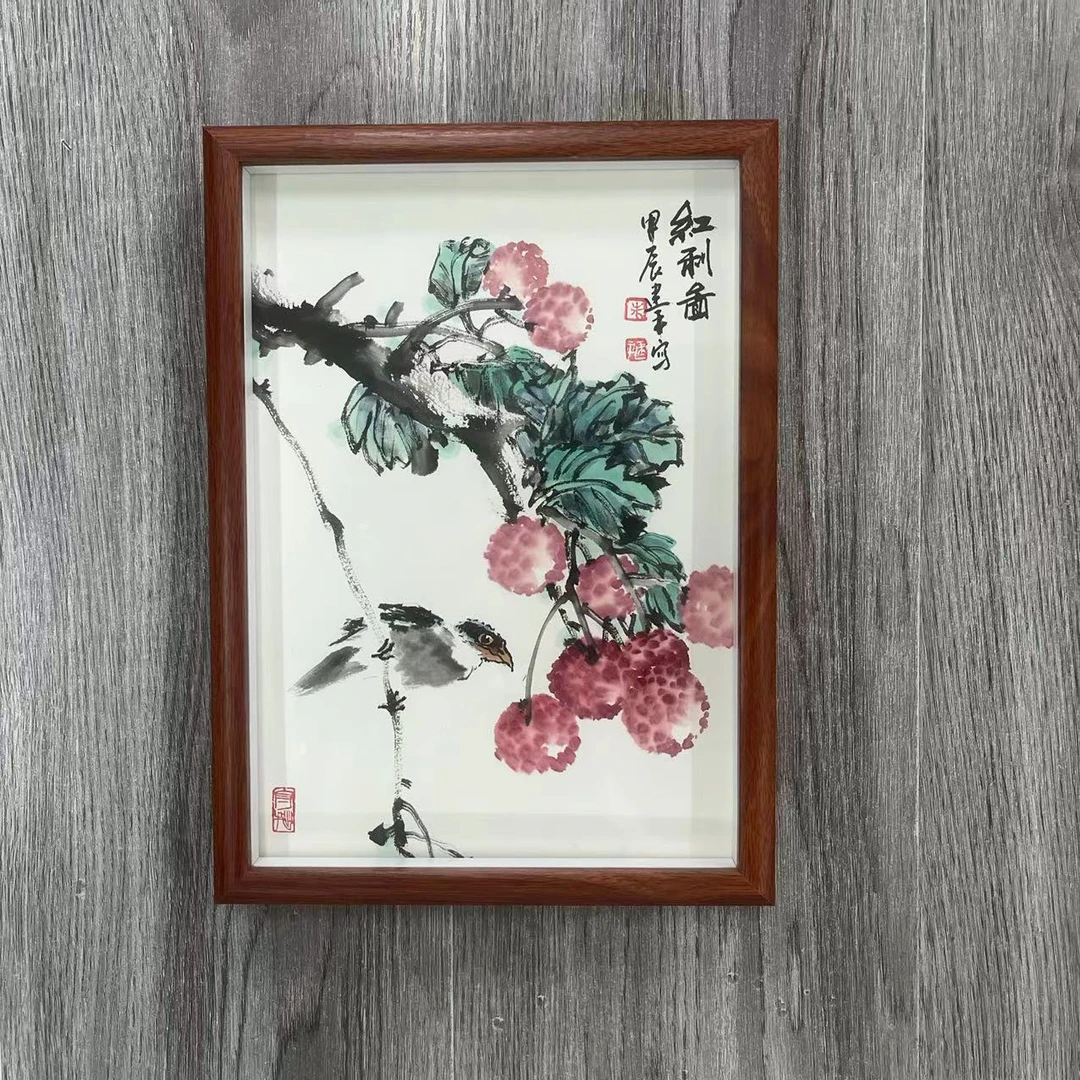 中美协朱建平画家国画-现场卡纸带框