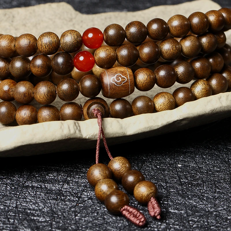 香港回流绿棋多圈0.8沉香手串佛珠108颗沉水