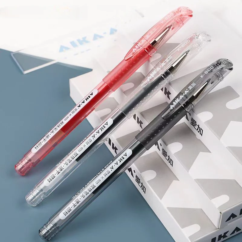 （5支）爱加低重心中性笔学生用800水笔按动大容量速干考试换芯0.5