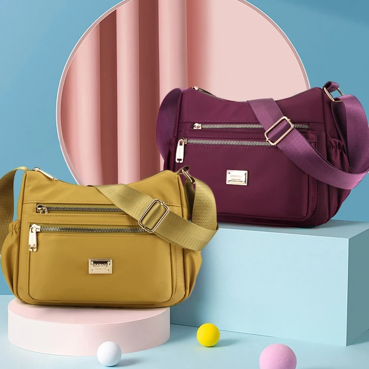 中老年妈妈包2023新款尼龙轻便多隔层女士单肩包大容量出行斜挎包