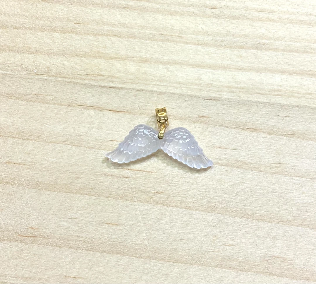 白色高冰小翅膀18k金扣头镶嵌天然缅甸翡翠A货手链手串配石