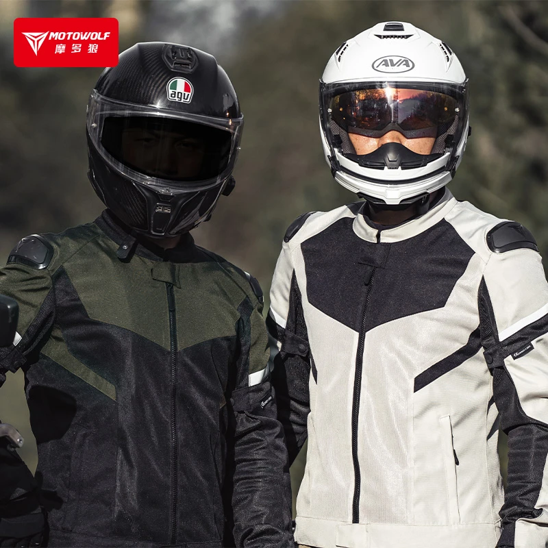 摩多狼夏季摩托车骑行服机车防摔防护拉力服透气赛车服四季男女