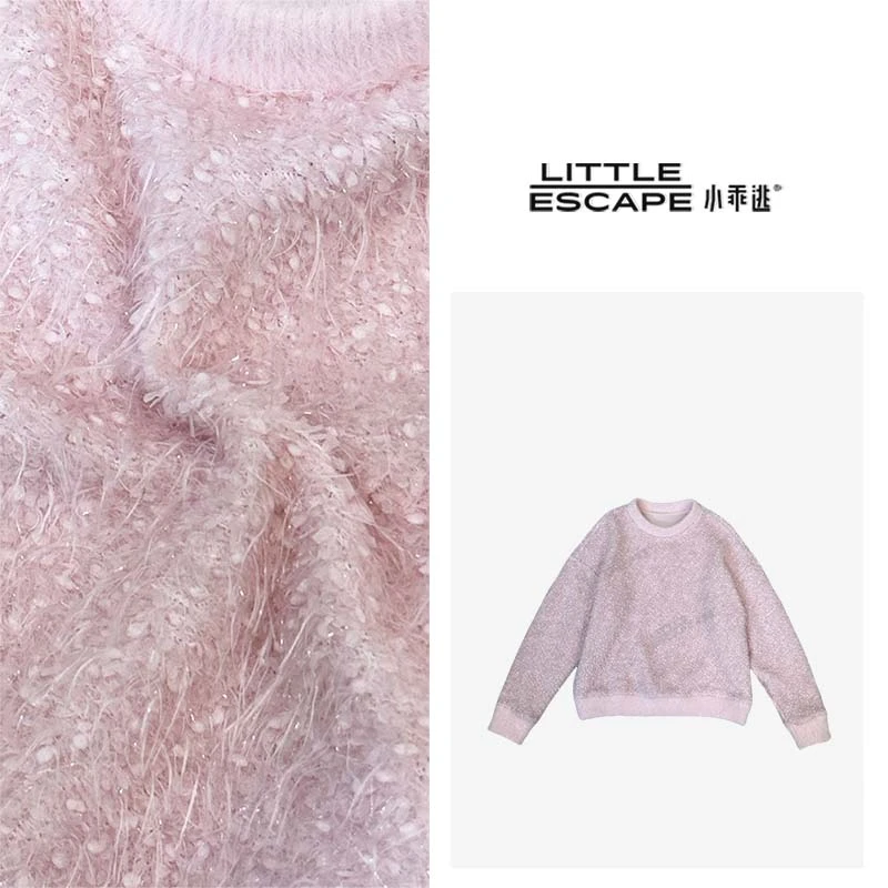 小乖逃X休闲时尚粉色卫衣小羊丝毛保暖百搭粉色上衣S24161