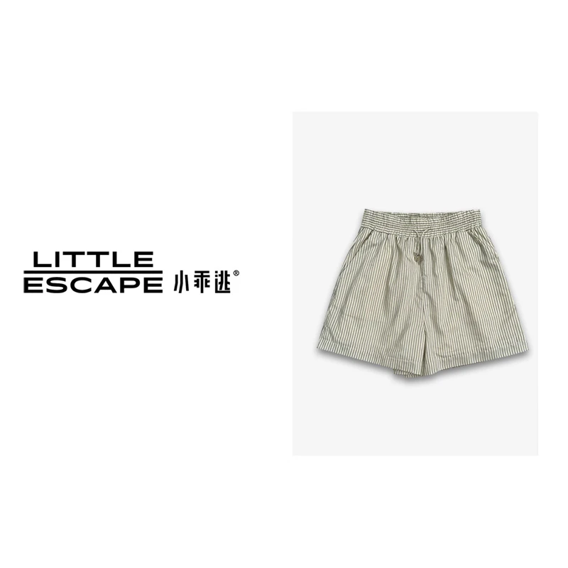 小乖逃X现货高级条纹风杏色短裤百搭风短裤时尚休闲阔腿套装3105
