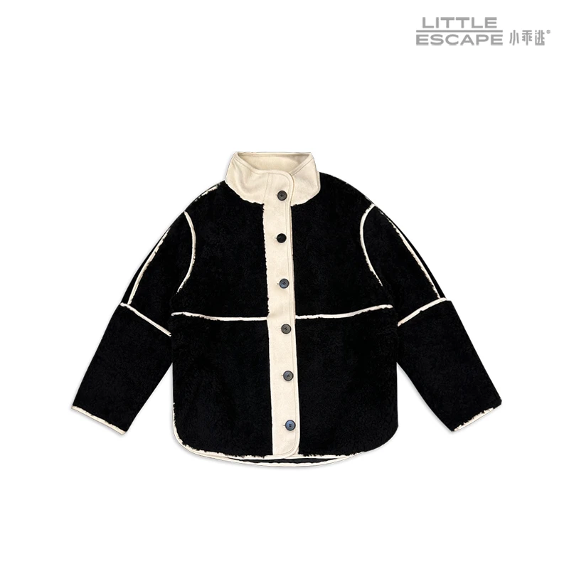 小乖逃X皮毛一体新款羊外套羊不撞衫拼色皮毛羊剪绒皮草231113