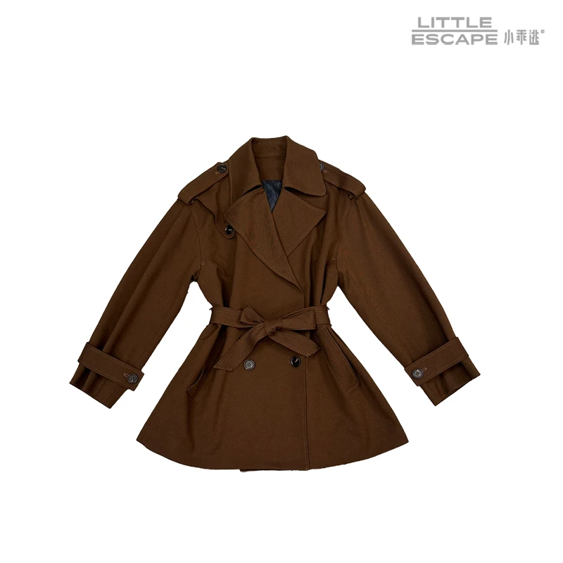 小乖逃X设计师高级咖色风衣女士收腰百搭秋冬英伦气质921