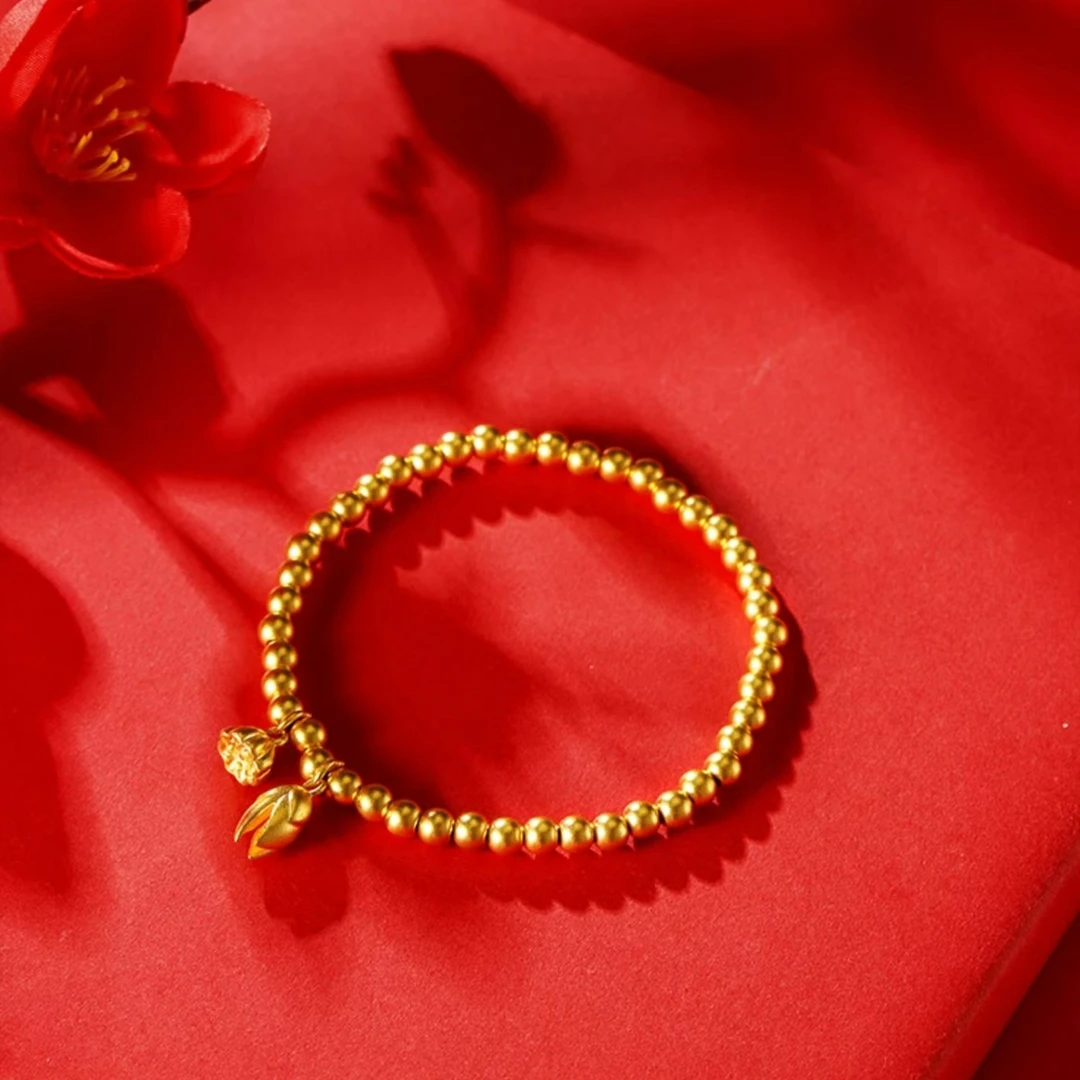 Chow Tai Seng/周大生时尚百搭气质复古黄金手链古法女士传承手链