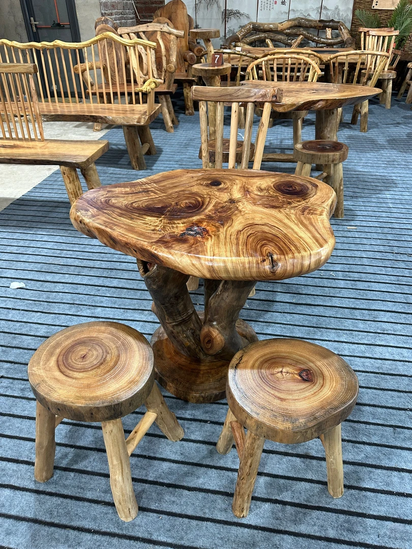 香樟木根雕茶桌实木原木风阳台客厅茶室