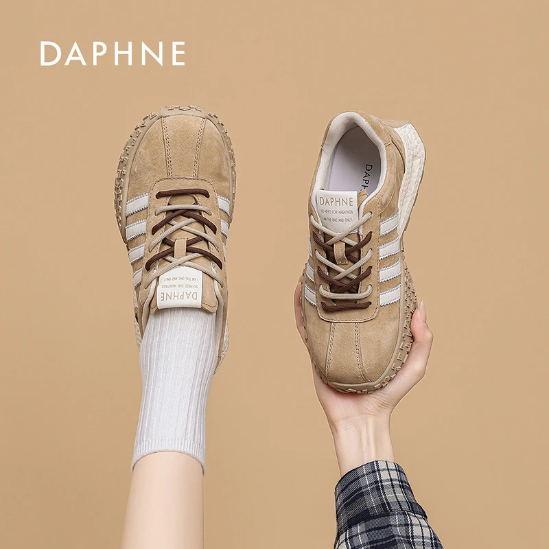 Daphne/达芙妮厚底德训鞋女2025秋季新款百搭运动休闲软底老爹鞋