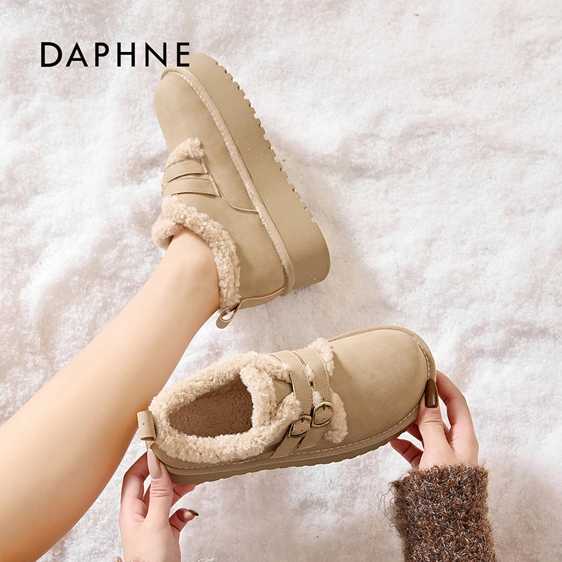 Daphne/达芙妮雪地靴女厚底2025新款冬季休闲百搭加绒加厚勃肯鞋