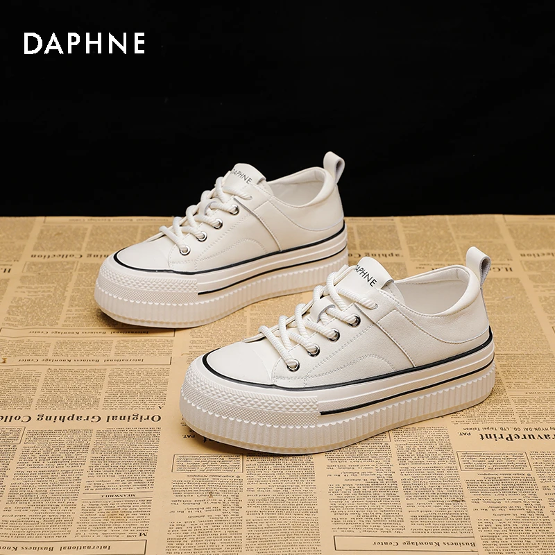 Daphne/达芙妮小白鞋女2025夏季新款学生百搭厚底潮流休闲帆布鞋