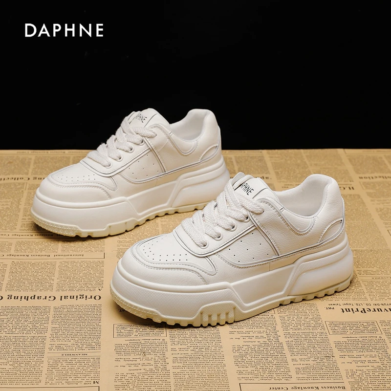 Daphne/达芙妮小白鞋女ins潮百搭2024新款夏季时尚厚底休闲板鞋